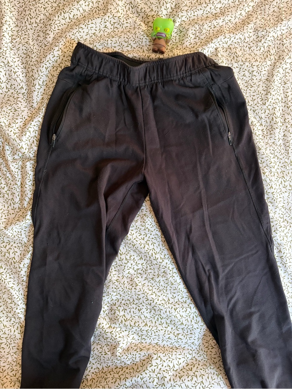 Men's Black Zipper-Pocket Joggers